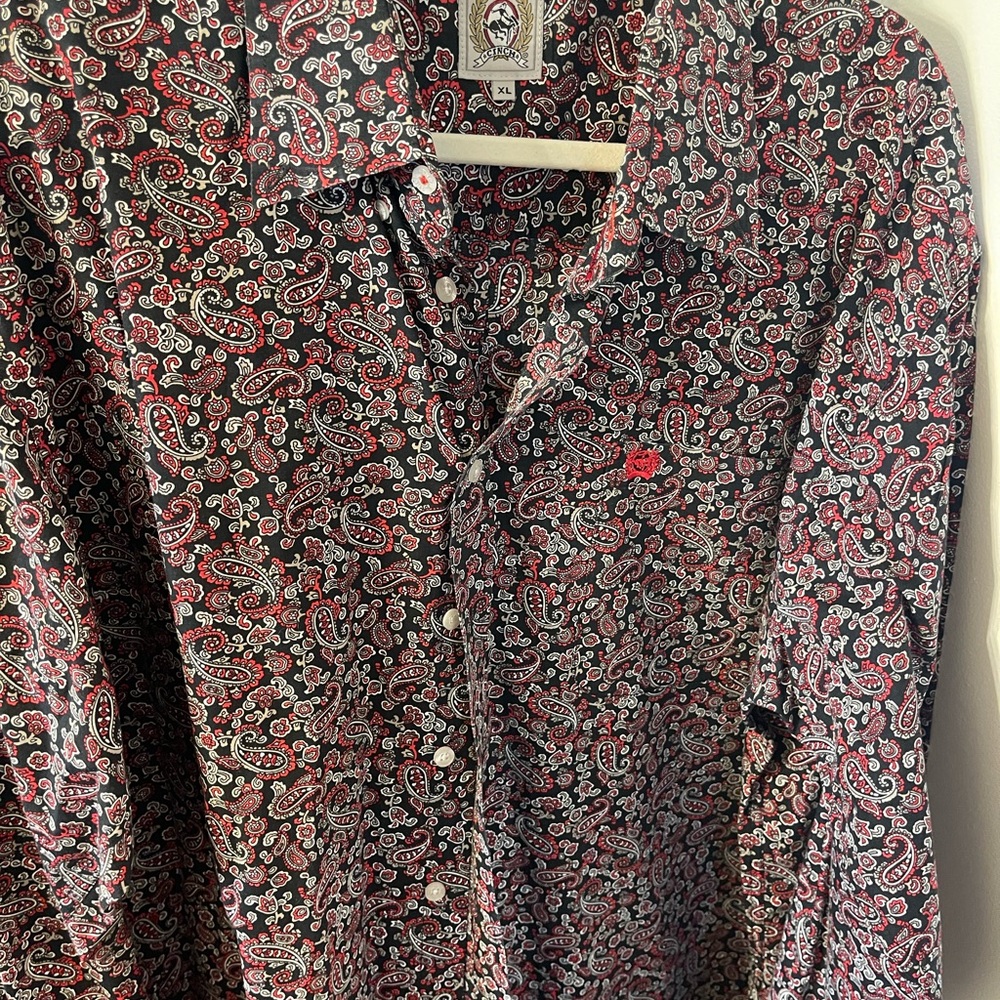 Cinch Men's Paisley Button-Down Shirt - Black & Red